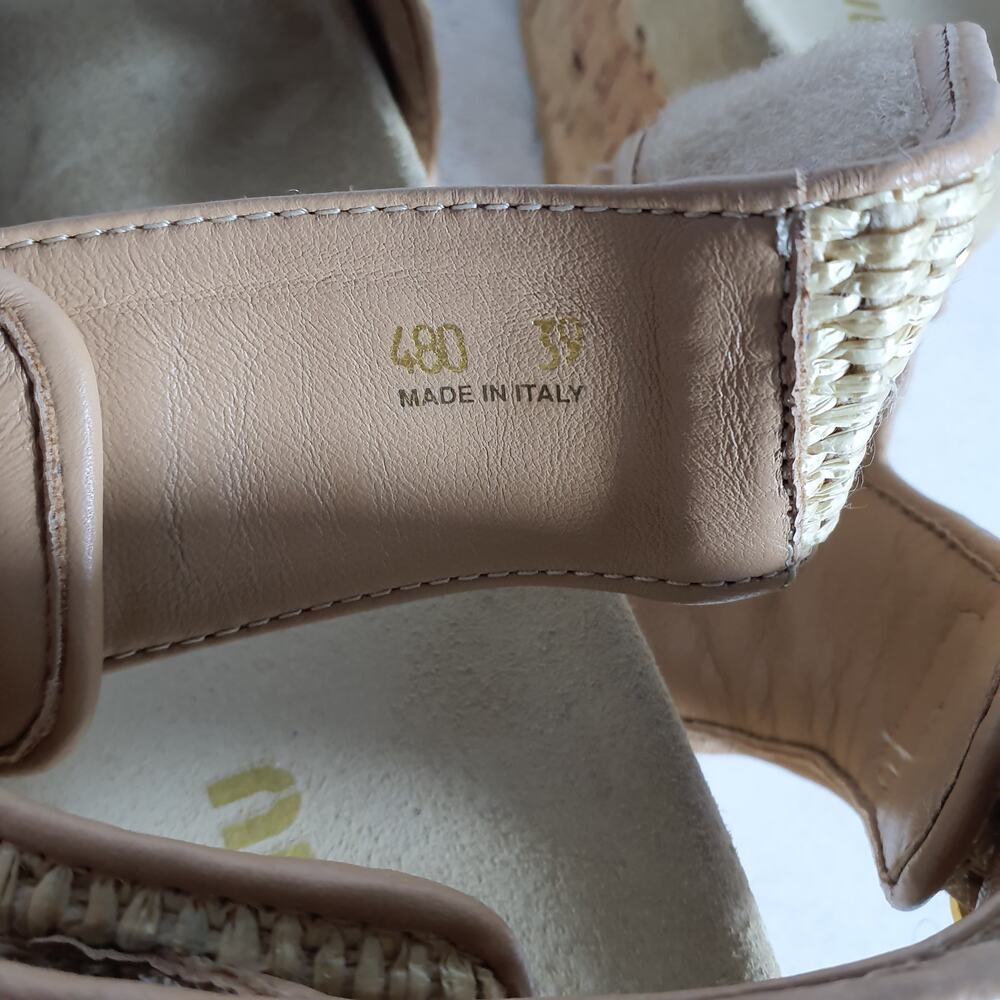 Miu Miu Beige Woven Cork Platform Sandals - Picture 8 of 8